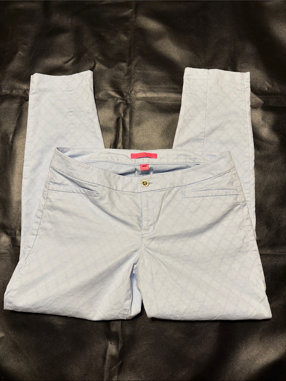 Lilly Pulitzer Pale Blue Jacquard Textured Ankle Pants Size12